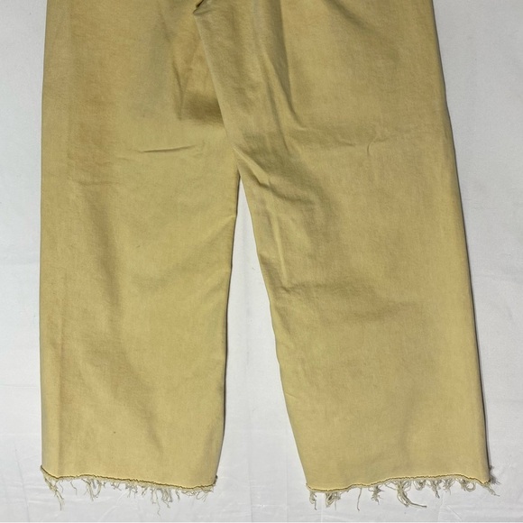 Zara Yellow High Rise Wide Leg Cropped Raw Hem Jeans 2 - Picture 12 of 15